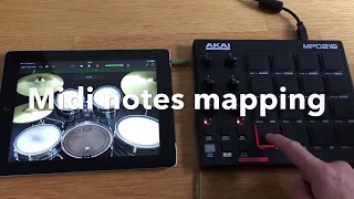 iPad GarageBand Acoustic drums - Midi Note Mapping