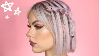 How To WATERFALL BRAID on SHORT HAIR with an EASY Step By Step Hair Tutorial