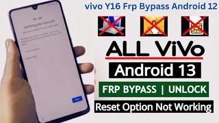 Vivo Y16 Frp Bypass WithOut Pc Android 12 & 13 / World ist. Vivo Y16 Google Acc. Unlock Y16 Y100 😍