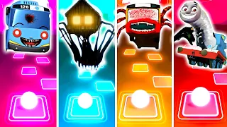 Tayo The Little Bus vs Spider House Head vs  Bus Eater vs Thomas the Train EXE | Tiles Hop EDM Rush