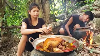 Amazing Cooking Skill by Chicken using what they have survival food in the forest