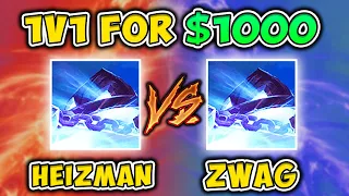 ZWAG VS. HEIZMAN 1v1 FOR $1,000! EPIC BEST OF 5 XERATH SHOWDOWN! - League of Legends