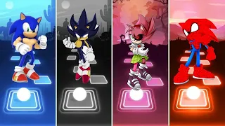 Muscular Sonic 🆚 Spiderman Sonic 🆚 Amy Exe Sonic 🆚 Dark Blue Sonic | Sonic Tiles Hop