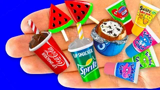 45 EASY DIY MINIATURE REALISTIC FOOD, DRINKS and THINGS | Bathtub, Handbags, Cookies, Cola, Sprite