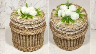 Jewelry box made of jute and plastic cans. DIY