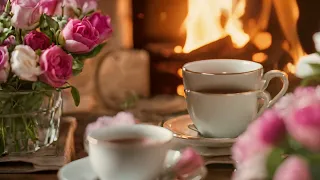 Romantic Love Music: Piano and Jazz Serenade | Fireplace Fire, Burning Candles and Hot Coffee