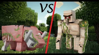 Iron Golem VS 5 Zombie Hoglin (Zoglin): Minecraft Mob battle