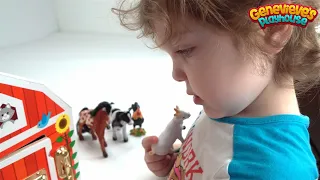 Genevieve Learns Farm Animal Names with Fun Locking Barn Toy!