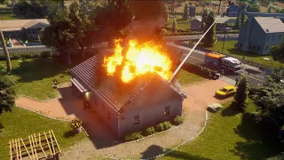 House is on fire! Unstable Rooftop | Firefighting Simulator - The Squad