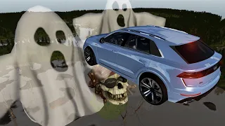 The Dark Night Cars Jumping Through Giant Scary Ghost - BeamNG Drive Horror Compilation