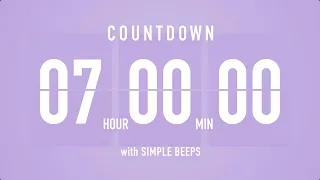 7 Hours Countdown Flip Clock Timer / Simple Beeps 🫐 🔔