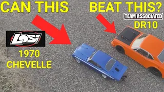 Losi 1970 Chevelle 1/16 No prep DRAG CAR vs DR10. quickest 2s RC EVER?