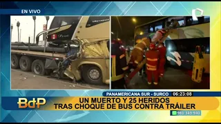 Surco: un muerto y 25 heridos tras choque de bus contra un tráiler (2/5)