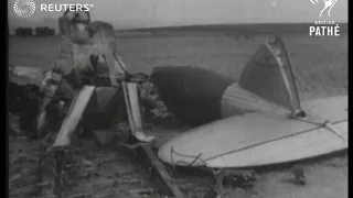 Generals Franco and Mascado tour Spanish Civil War ruins (1936)