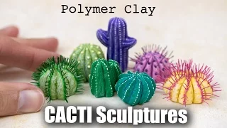 How to Sculpt Cacti / Cactus Sculptures from Polymer Clay // Succulents Plants