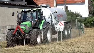 Gülletransport | Deutz-Fahr 150 transportiert mit Marchner Fass Gülle |