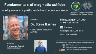 Online Seminar - Fundamentals of Magmatic Sulfides: Why some are Platinum-rich and some are not.