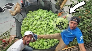 TRAMPOLINE FILLED WITH 1000 MEGA WHOOPIE CUSHIONS