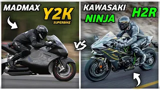 Kawasaki ninja h2r vs y2k madmax | acceleration top speed sounds comparison #kawasaki #sportbike