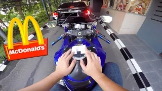 McDonald's Drive Thru on a Suzuki GSX-R 600