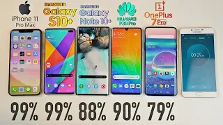 iPhone 11 Pro MAX vs Note 10 Plus vs S10 Plus vs OnePlus 7 Pro vs P30 Pro Battery Drain Test!