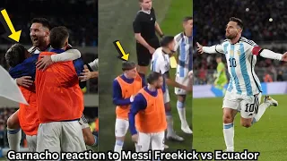 Garnacho carried Messi 😲😲😲, Garnacho reaction to Messi Freekick vs Ecuador.