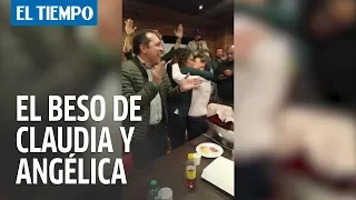 El beso entre Claudia López y Angélica Lozano por victoria electoral | El Tiempo