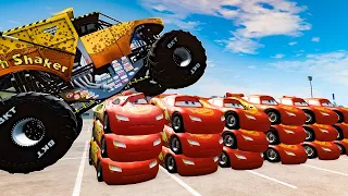 Angry Shaker Monster Truck VS 10000 Lightning McQueen - BeamNG.drive