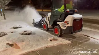 Are you wondering what it is like to use a hydraulic sweeper for sidewalk snow removal?