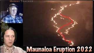 Maunaloa Eruption Summary, Day 9: Channel Branches, Flow Advance Continue