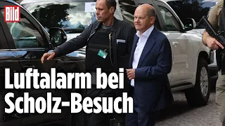 Schock-Moment: Sirenen heulen bei Scholz-Besuch in Kiew