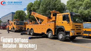 Fork Installation-One 50Tons Rotator Wrecker Truck Towing anoter one 50tons Rotary Tow Truck