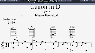 Classical Guitar Study - Canon In D Major (Part 2) Chords