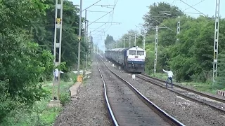 INDIAN RAILWAYS STUNT MANIA : MAD GUY DANCES IN FRONT OF SPEEDING TRAIN : Udyan Express : KJM WDP-4