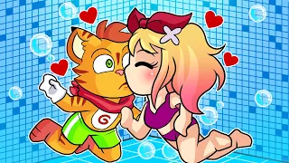 ¡SRGATO Y FLORCITA10 SE BESAN EN LA PISCINA 💖 ¿POR ACCIDENTE?😳 SRGATO X FLOR EN MINECRAFT ROLEPLAY