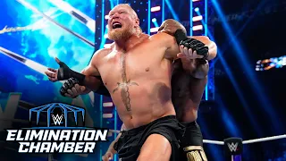 Brock Lesnar counters the Hurt Lock into an F-5: WWE Elimination Chamber 2023 highlights