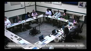 Concord Finance Concord School Committee February 15, 2023