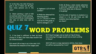 MATH QUIZ 7 - WORD PROBLEMS  | Civil Service Exam Reviewer