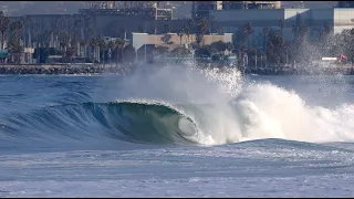 Surfing today's swell in Los Angeles