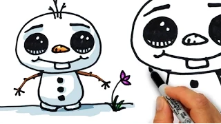 How to Draw Olaf Cute step by step easy Disney Frozen