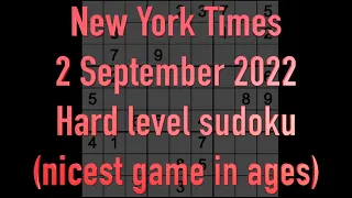 Sudoku solution – New York Times sudoku 2 September 2022 Hard level