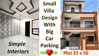 25x50 House Plan with Car Parking | 25 x 50 east facing 2 bhk house plan | Small Villa Design India