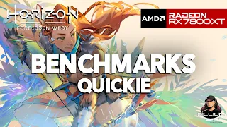 Benchmarks Quickie - Horizon Forbidden West - AMD RX 7800 XT Ryzen 5 7600 - 4K 1440p 1080p