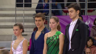 2016 ISU Junior Grand Prix Final - Marseille - Pairs Victory Ceremony