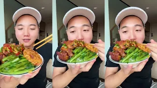 ASMR MUKBANG| eating show, roasted pork, vegetable, soup, rice, yummy!