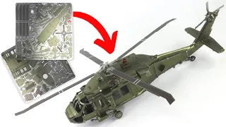 2 metal sheets turned into UH-60 Black Hawk