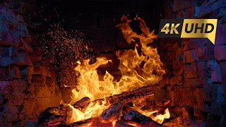 Burning Fireplace 4K & Crackling Fire Sounds 3 Hours 🔥 Cozy Fireplace 🔥 ASMR Fireplace Ambience