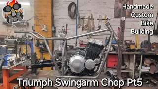 Triumph Swingarm Chop Pt5 Handmade Custom Bike Building #chopper #bike #engineering