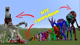 SIZE COMPARISON ALL NEW GARTEN OF BAN BAN 1-3 vs ALL THOMAS TRAIN FAMILY In Garry's Mod!