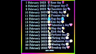 Valentine Week | 7 Feb to 14 Feb all day list | kal konsa day hai 2023 | Valentine's day week 2023